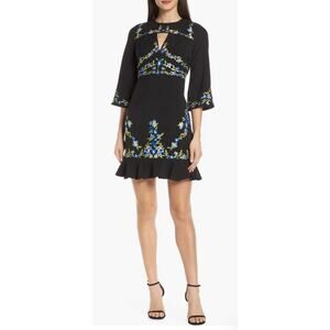 Foxiedox Jacinta Embroidered Dress Black Women's M NWT